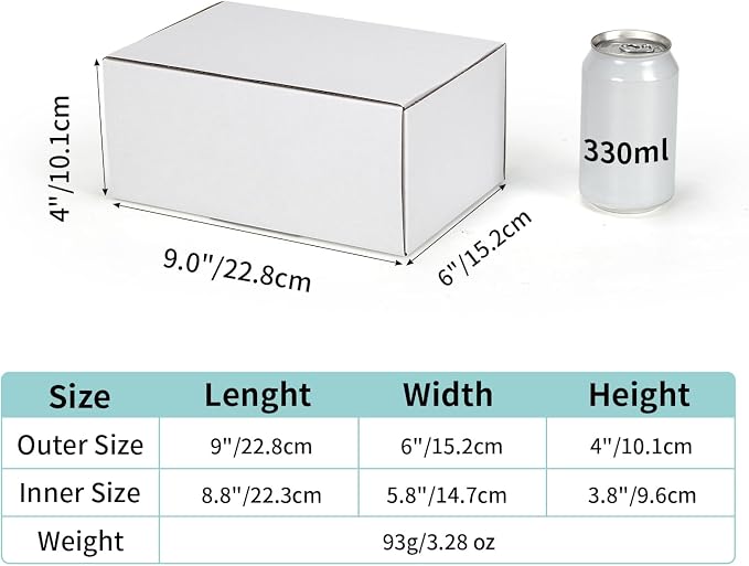 CRUGLA 9x6x4 White Shipping Boxes, 25 Pack Corrugated Mailer Boxes for Small Business Packaging, Quick Fold Cardboard Mailer with Round Seal Stickers