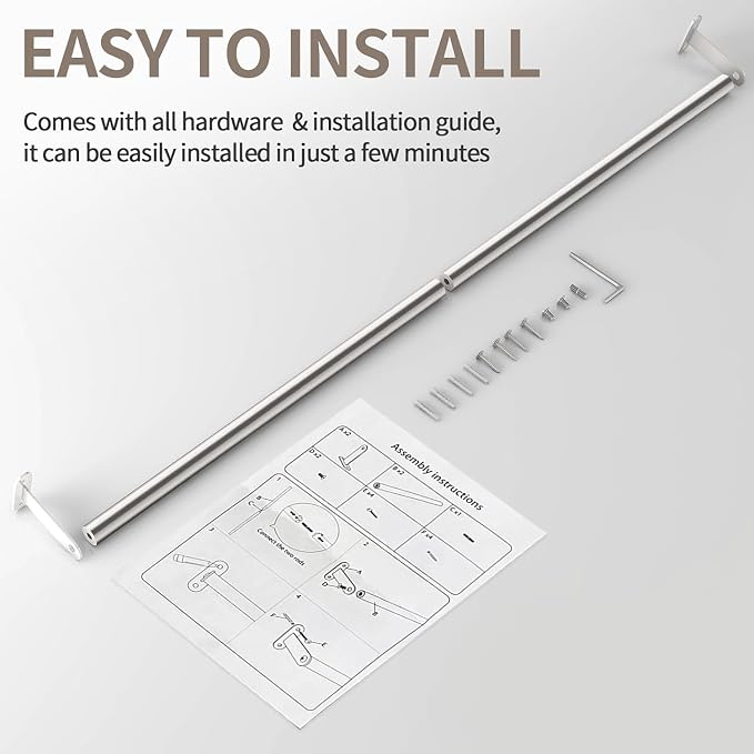 JUYSON Single Towel Bar for Bathroom, 24 Inch Towel Rack, Brushed Nickel | Wall Mounted, Stainless Steel, Rust Resistant, Space-Saving Design, Easy Installation