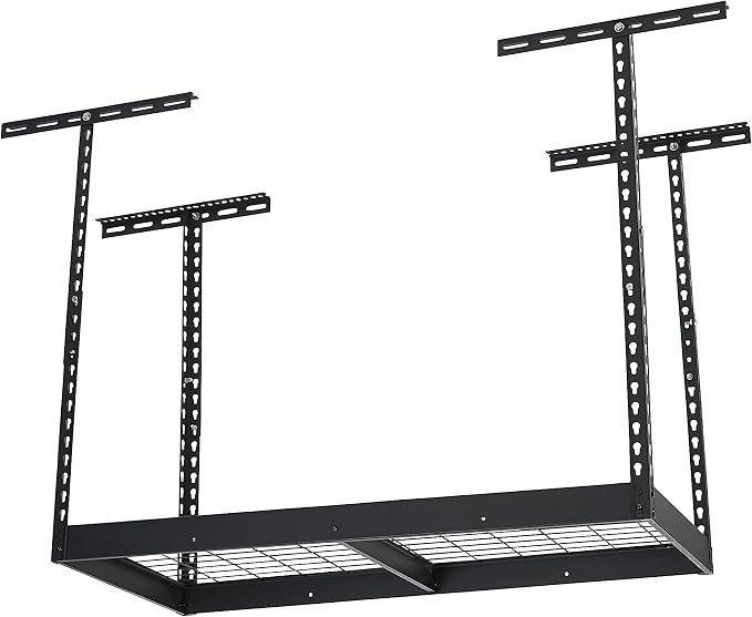 Klutch Overhead Storage Rack, 48in.L x 24in.D, 350-Lb. Capacity | Adjustable Height, 23in.-37in.H, Accessible organization, Garage and workshop storage, Easy inventory visibility