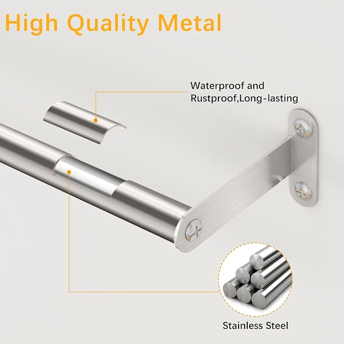 MKO Towel Bar for Bathroom Wall, 24 Inch Towel Rod Rack, Brushed Nickel | Heavy Duty Stainless Steel, Towel Racks for Bathroom, Wall Mounted, Hand Towel Holder