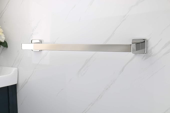TocTen Bath Towel Rack - Square Base Thicken SUS304 Stainless Steel Towel Bar for Bathroom, Bathroom Accessories Towel Rod Heavy Duty Wall Mounted Towel Holder. (Chrome, 20)
