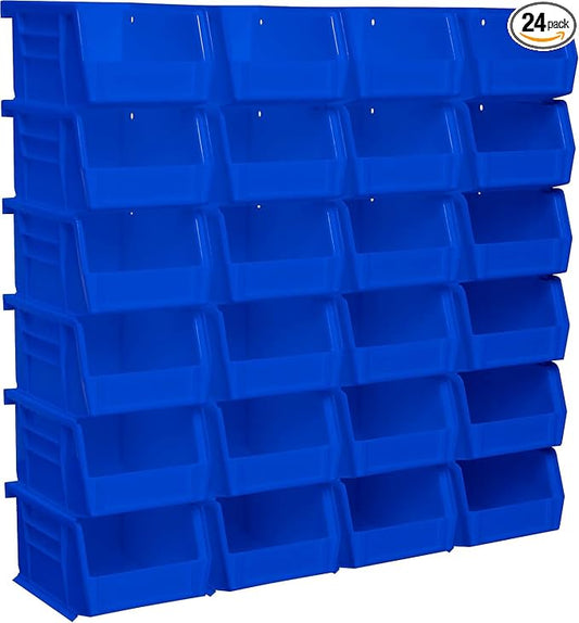 Akro-Mils 30210 AkroBins Plastic Storage Bins, 5"x4"x3", Blue, 24-Pack | Space-Saving Stackable Bins for Garage, Pantry, Craft Organization