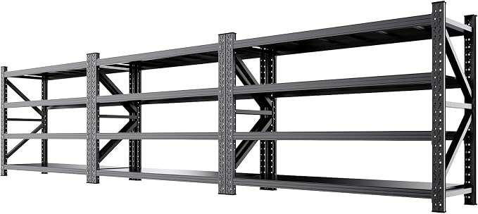 3-Pack 5000LBS Heavy Duty Garage Shelving for Large Garage & Warehouse Storage Organization, 4 Tier Adjustable Metal Storage Rack for Workshop, Basement & Storage Room, 79" W x 24" D x 74" H