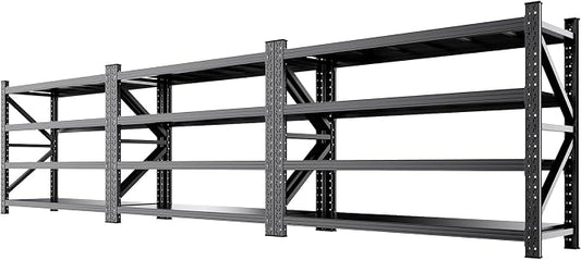3-Pack 5000LBS Heavy Duty Garage Shelving for Large Garage & Warehouse Storage Organization, 4 Tier Adjustable Metal Storage Rack for Workshop, Basement & Storage Room, 79" W x 24" D x 74" H