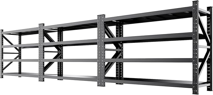 3 Set 79" W Heavy Duty Storage Shelves, 8000LBS Adjustable Garage Shelving Unit, Rust Proof Large Metal Storage Rack, 24" Dx79 Wx74 H Industrial Shelving for Warehouse, Basement, Supermarket
