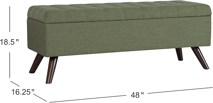HomePop 48" Modern Tufted Storage Bench - Moss Green
