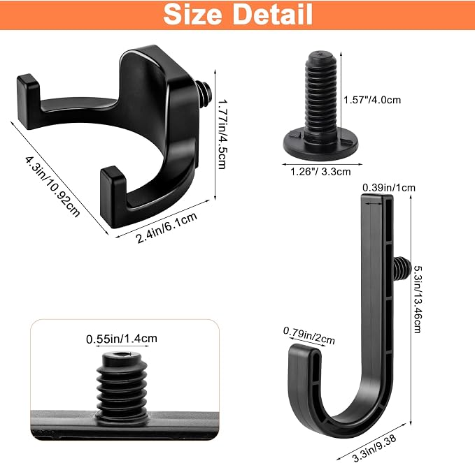 6 Packs Storage Shed Hooks Compatible with Suncast Shed and Craftsman Shed | U-Shape and J-Shape Storage Shed Shelves Accessories with 4 Packs Long Bolts for Organizing Tool, Ladders, Bulk Items