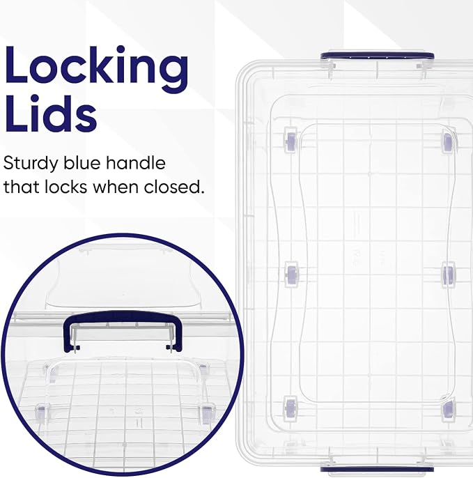 Superio Storage Bins with Lids, Clear Plastic Containers for Organizing, Stackable Totes, BPA Free, Odor Free, Organizer Boxes for Home, and Dorm (4 Pack, 32 Quart)