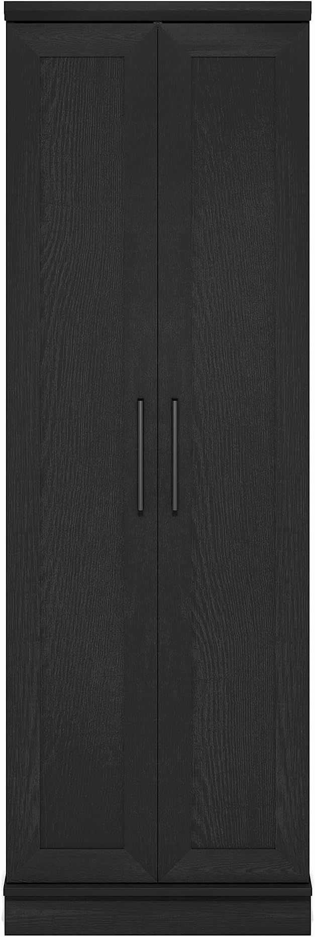 Furinno Robin Storage Cabinet, 5-Tier Pantry Cabinet with Adjustable Shelves, 23W with 2 Shaker-Doors, Kitchen Cabinet, Organization and Storage, for Pantry, Living Room, Home Office, Black Woodgrain