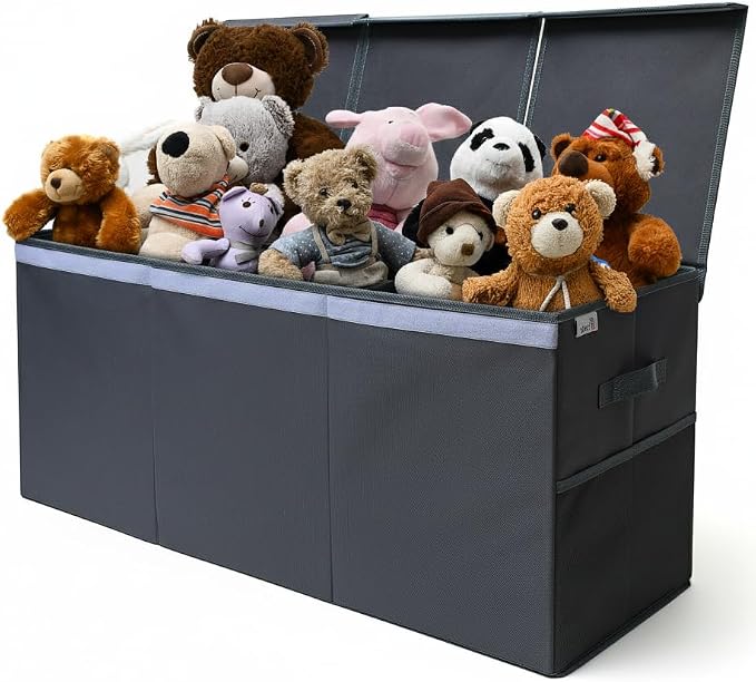 SoftOwl Extra Large Toy Storage Organizer with Lid - Sturdy, Collapsible Toy Chest Storage Box Design - Toys Bin with Dividers for Kids, Nursery, Bedroom, Playroom 37"x16"x14"