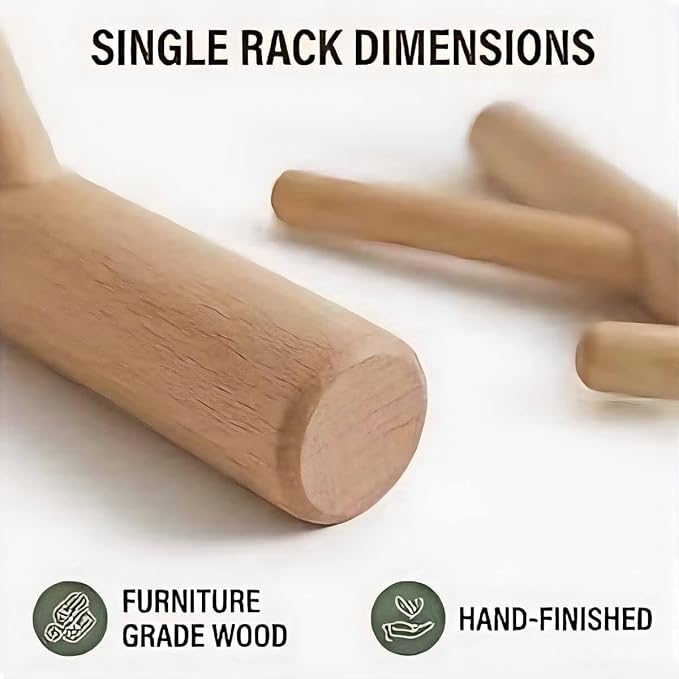 Wooden Wall Mount Coat Rack | Wall Coat Rack, 4 Hooks Tree Branch Coat Rack Wall Mount, Hat Rack for Wall Heavy Duty, Bathroom Towel Rack 2 Pack