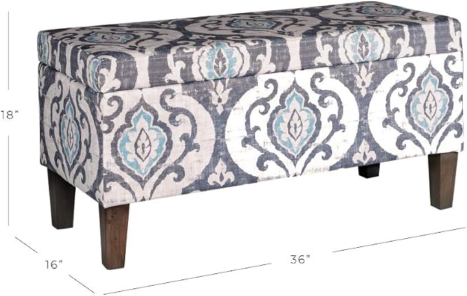 HomePop 36" Storage Ottoman Bench with Hinged Lid - Slate Damask