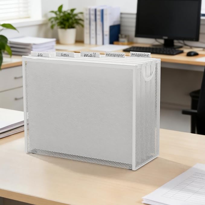 Sinboun Hanging File Organizer Includes 5 Hanging Folders for Office, White