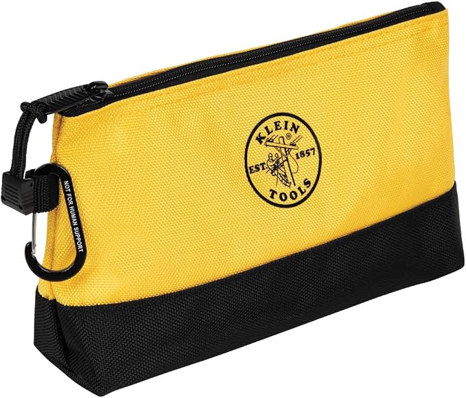 Klein Tools 55569 Stand-Up Zipper Bag Tool Pouch with Carabiners, Reinforced Gusseted Bottoms, Water Resistant 1680d, Multi-Size 5-Pack
