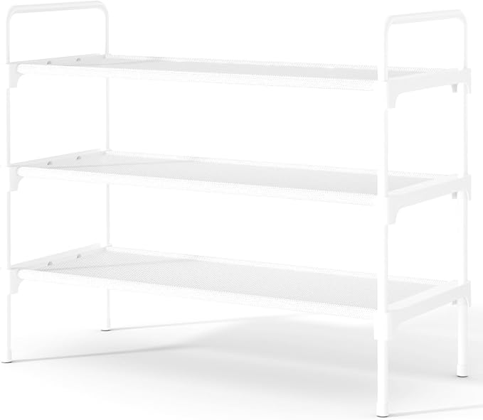 Kitsure Shoe Rack for Closet, Shoe Storage, 27.6" Wide - 3 Tiers, White | Shoe Organizer for Closet, Entryway, Living Room, Space-Saving Shoe Shelf, Sturdy Zapateras Organizer