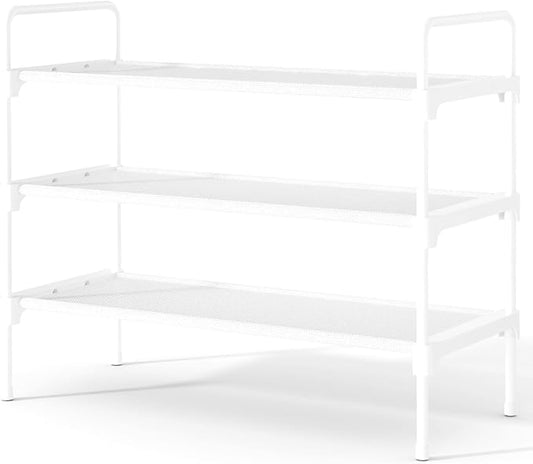 Kitsure Shoe Rack for Closet, Shoe Storage, 27.6" Wide - 3 Tiers, White | Shoe Organizer for Closet, Entryway, Living Room, Space-Saving Shoe Shelf, Sturdy Zapateras Organizer