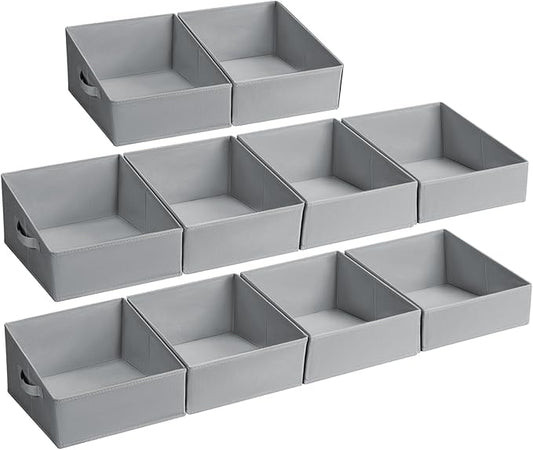 DIMJ Closet Storage Bins 10 Pack - Fabric Storage Baskets for Shelves, Collapsible Clothes Organizer with Handles, Trapezoid Shelf Organization Storage Cubes for Purse, Toys, Books, Towel, Clothes