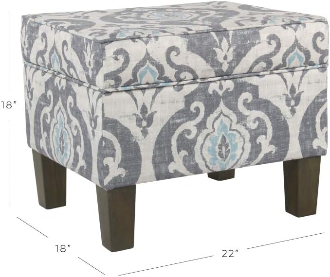 Spatial Order 22" Dinah Collection Storage Ottoman - Blue Slate