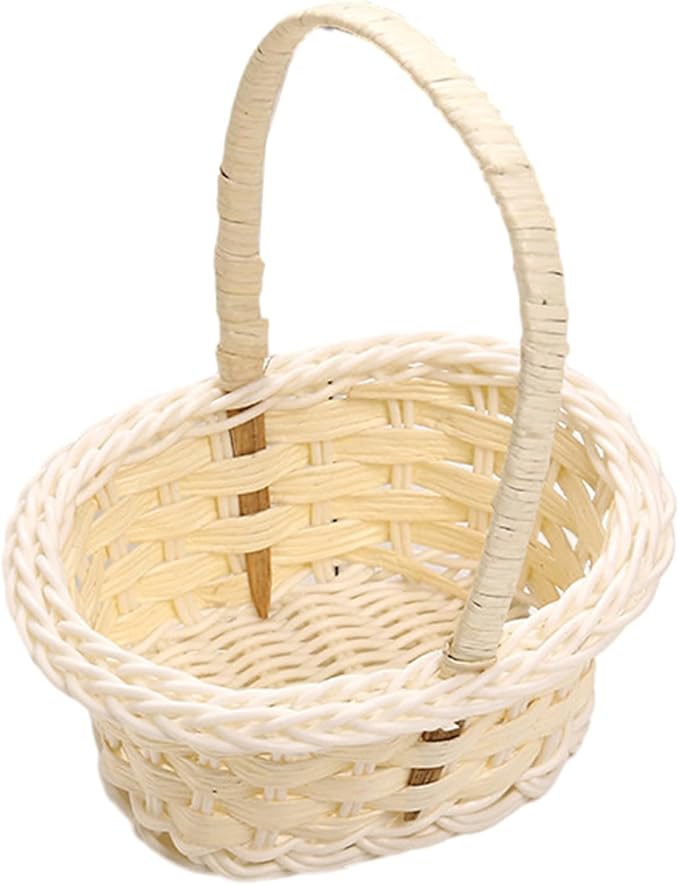 Multi Functional Storage Basket Wicker Flower Basket with Handles Handwoven Baskets Versatile Decoration Thoughtful Gift and Wood