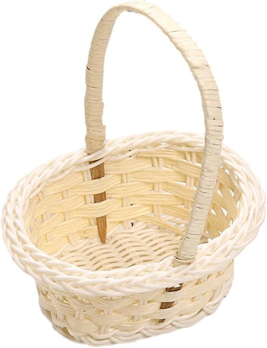 Multi Functional Storage Basket Wicker Flower Basket with Handles Handwoven Baskets Versatile Decoration Thoughtful Gift and Wood