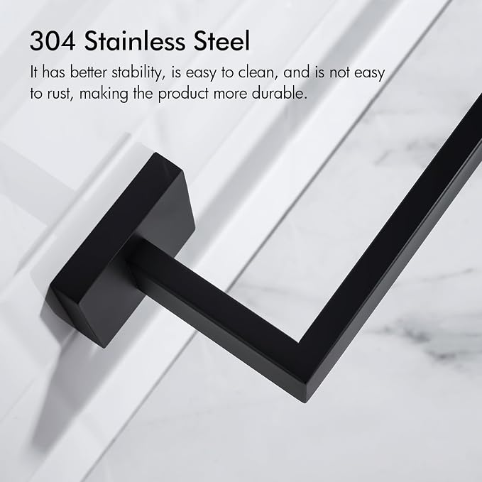 BANOLUX Towel Rack, 16-Inch Single Towel Bars for Bathroom, Towel Racks for Bathroom Wall Mounted SUS304 Stainless Steel Hand Towel Holder Heavy Duty, Matte Black Towel Bar 2 Pack, A7-TB-MB-16IN-2Pack