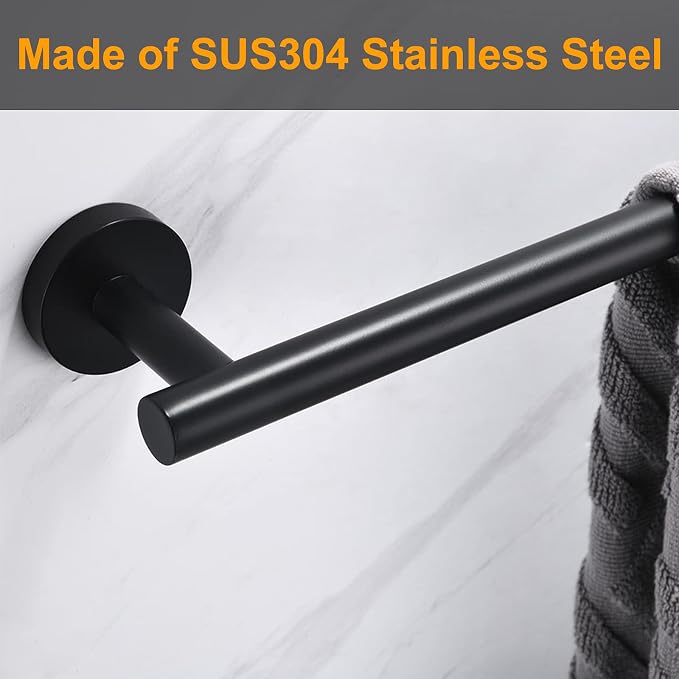 Nolimas Matte Black Bath Towel Bar Single Bars Towel Rack Rod Classic Wall Mounted Stainless Steel Bathroom Towel Bar Toilet Kitchen Towel Shelf Single Layer,24inch
