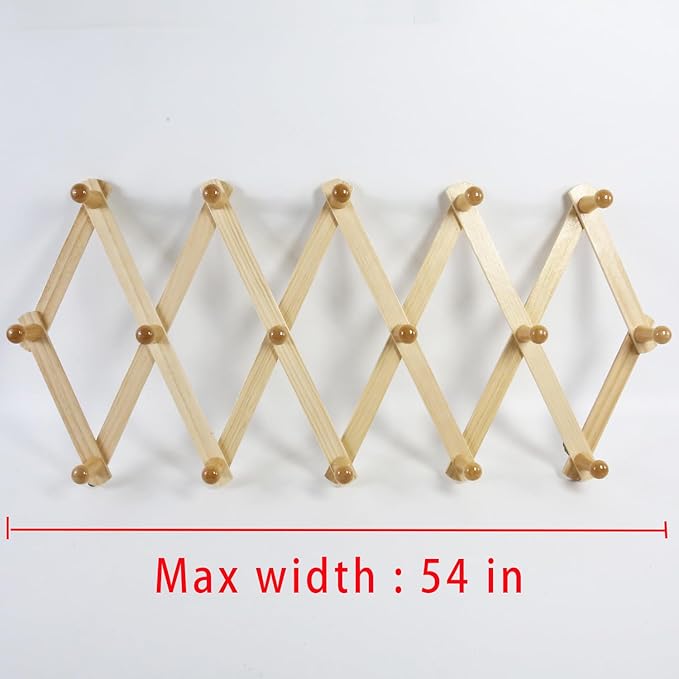 AMAPON Accordion Wall Hanger Expandable Coat Hat Rack 16 Peg Hook Mug Cap | Hang Hats Jackets Coffee Mug Purses Necklaces Towels Cap Leash Scarves Data Line Kitchenware