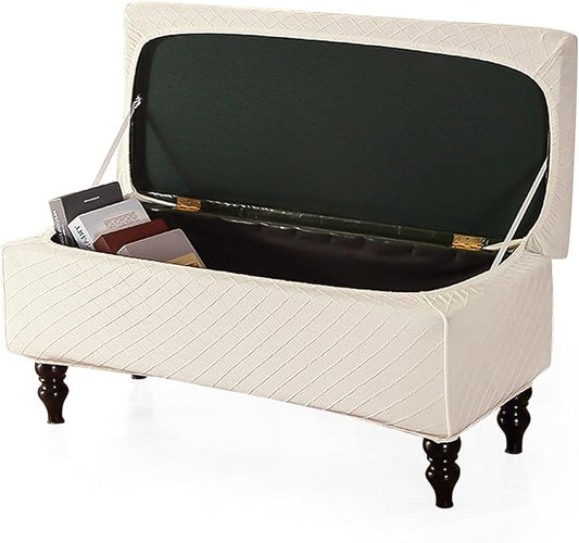 FUANGUI Ottoman Cover Slipcovers Rectangular Folding Stretch | Storage Bench Footrest Sofa Stool Covers Footstool Protector with Elastic Bottom, Removable Washable,Small