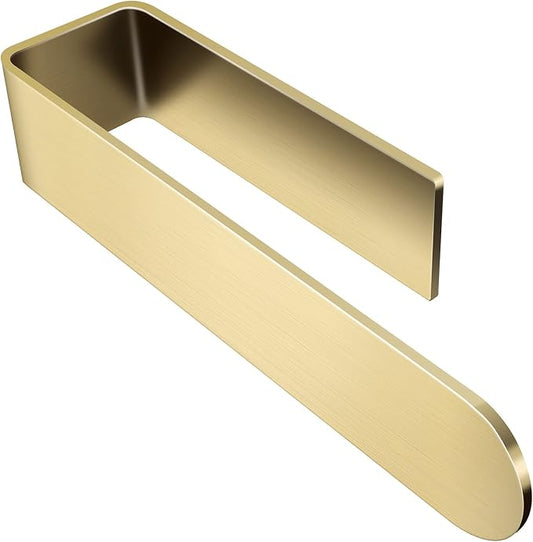 Taozun Gold Towel Holder Adhesive Hand Towel Bar Rack Brushed Brass Finish | Towel Ring, Stainless Steel, Rustproof, No Drill, Strong Stick, Rustproof, Sleek Nodern Look, Renter/RV Friendly, 7.9 Inch