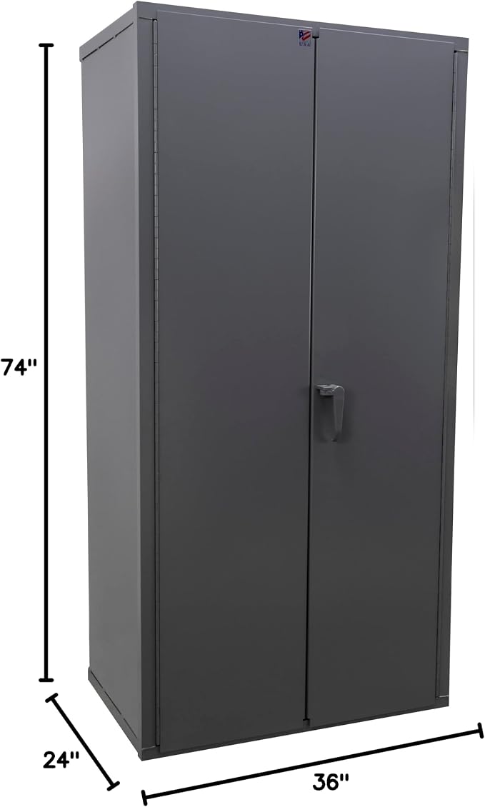 Jamco Heavy Duty Steel Storage Cabinet, Lockable Doors, 7200 lb Cap., Gray | 14-Gauge All-Welded Steel Cabinet, 4 Adjustable Shelves (1,800 Lbs Capacity Each), 24"D X 36"W X 74"H, Lockable,