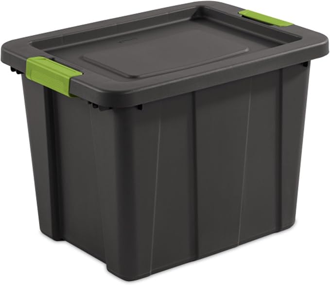 Sterilite Latching Tuff1 Tote Containers w/Lids, 18 Gallon, 18-Pack | Flat Gray, Large Plastic Storage Bins - Heavy-Duty Stackable Organizer Boxes for Home, Office, Basement, Closet, & Garage