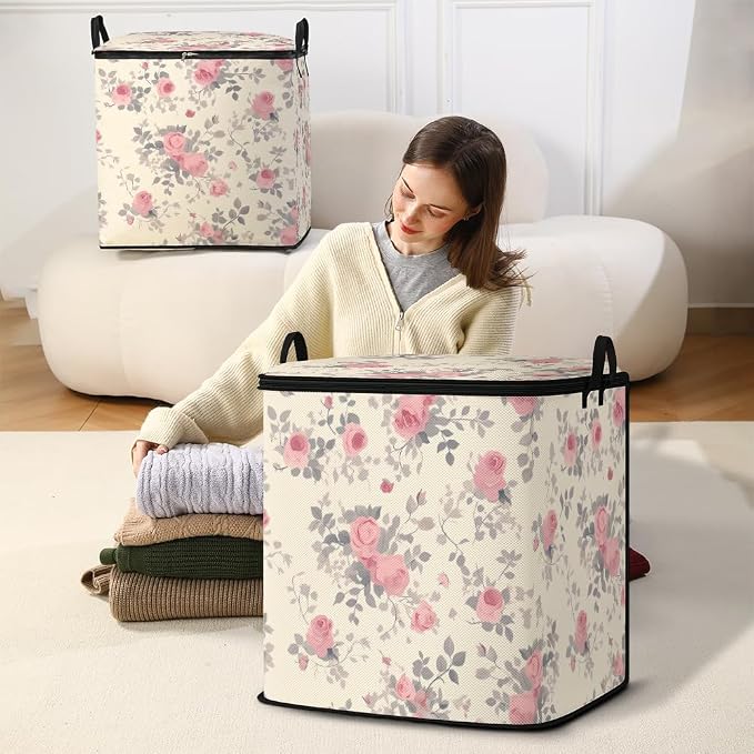 2pcs blanket storage bag for under bed,closet organizers 95L | clothing sweater sheet bedding comforter duvet quilt pillow toy storage bags with lids,dorm room essentials for containers