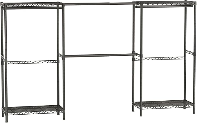 SINGAYE Heavy Duty Portable Closet Metal Clothes Racks Wardrobe with Shelf | Armoire Garment Rack Coat Rack with Adjustable Shelves Organizer and Storage for Hanging Freestanding Clothes Clothing Black
