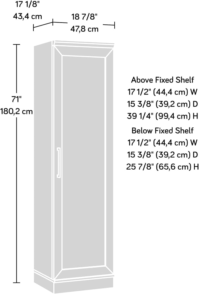 Sauder HomePlus Kitchen Pantry Storage Cabinet Slim Single Door with Adjustable Shelves, Living Room Storage Cabinet, in Salt Oak
