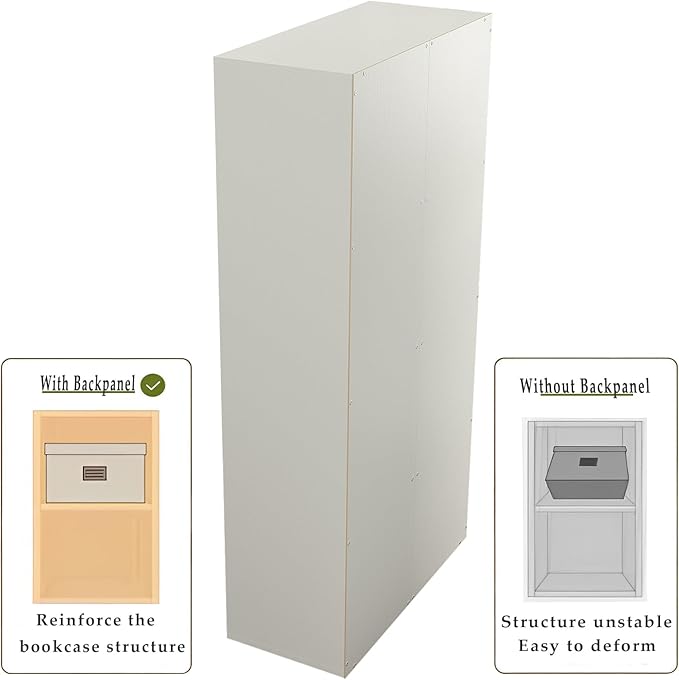 OSCHF 8-Cube Storage Shelf Bookcase, Warm White | Wooden 4-Tier Open Bookshelf, Fits 11×11" Bins, Vertical or Horizontal Use, Full Back Panels, For Home Office