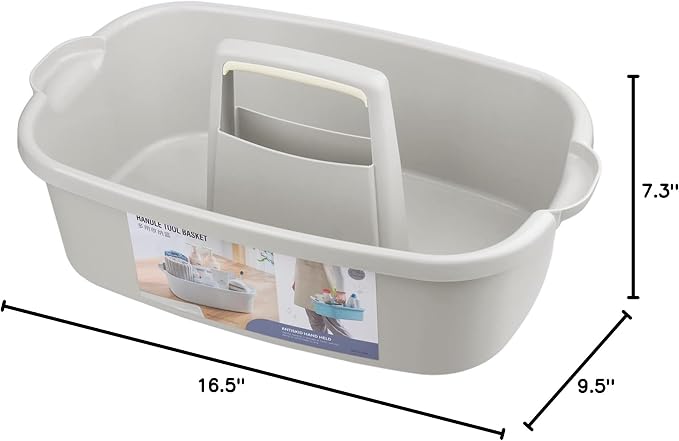 Large Cleaning Supplies Caddy Portable Shower Caddy Basket Light Gray 2Pk | Sturdy Supply Organizer with Handle Plastic Bucket Tool Storage for Bathroom Bedroom Kitchen Garden College Dorm Essentials
