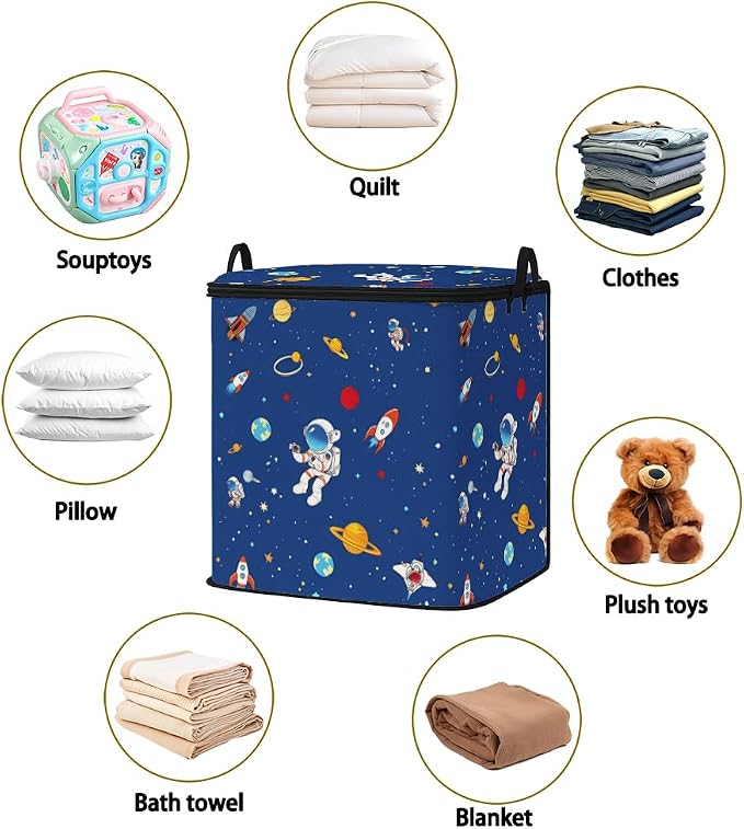 2pcs blanket storage bag for under bed,closet organizers 95L | clothing sweater sheet bedding comforter duvet quilt pillow toy storage bags with lids,dorm room essentials for containers