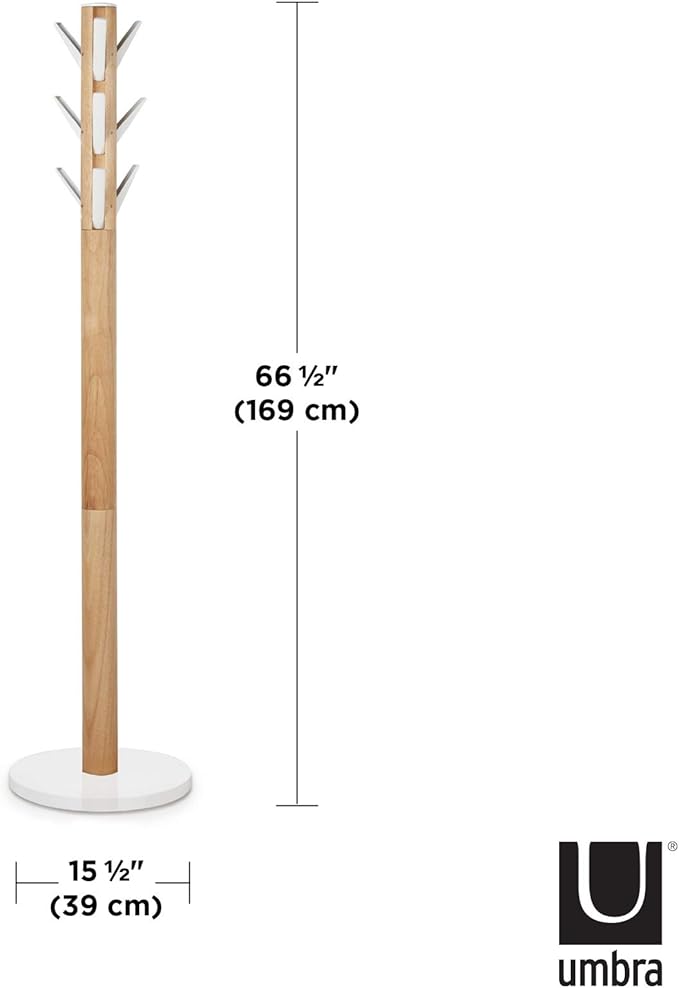Umbra Flapper Coat Rack, Flip Down Clothing Rack, 9 Hooks, White/Natural
