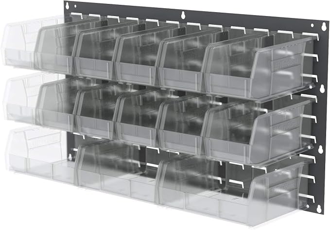 Akro-Mils 30230 AkroBins Plastic Storage Bins, 11"x5"x5", Clear, 12-Pack | Space-Saving Stackable Bins for Garage, Pantry, Craft Organization