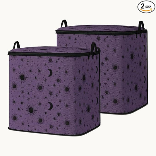 2pcs blanket storage bag for under bed,closet organizers 95L | clothing sweater sheet bedding comforter duvet quilt pillow toy storage bags with lids,dorm room essentials for containers