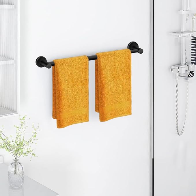 MGahyi Towel Racks for Bathroom-Adjustable Towel Holder(13.18inch-24inch) Sturdy and Rustproof Towel Bar Wall Mounted, Single Towel Bar Rod for Bathroom Accessories(1Pack,Black)
