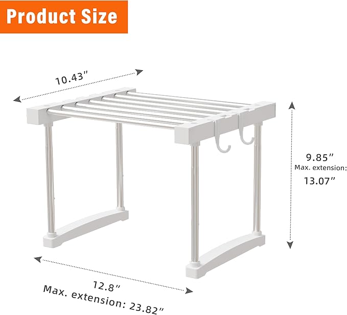 BLULEE Expandable Under Sink Organizer, No-Drill Adjustable Shelf | Custom fit around pipes cabinet rack for bathroom vanity and kitchen pantry, supporting heavy laundry supplies.