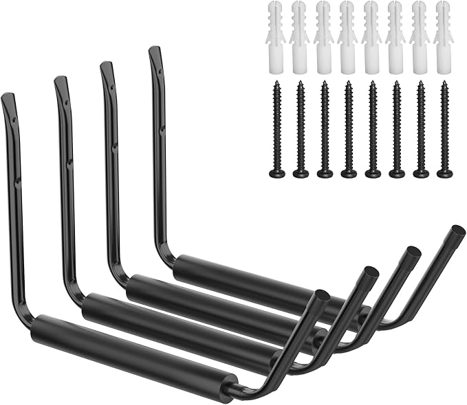 WALMANN Lightweight Kayak Storage Rack, Wall Mount Kayak Hooks for Garage Utility Storage Hangers for Canoe, Surfboard, Skiis, Snowboard, Paddle Board, Ladders