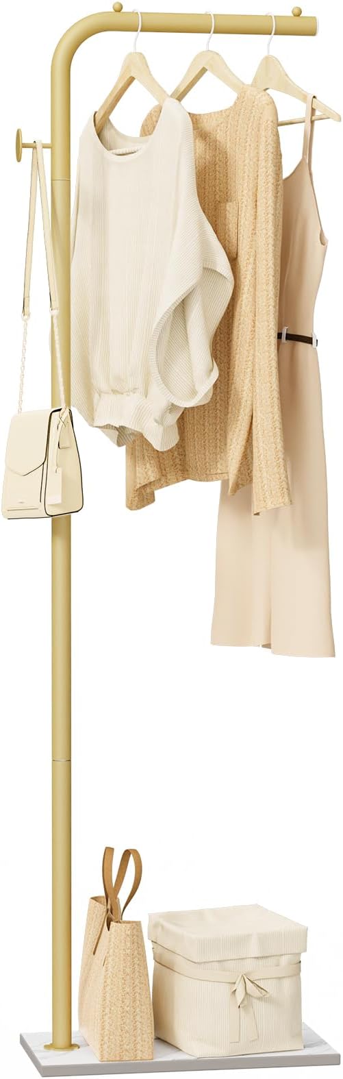 OUTBROS Freestanding Coat Rack, Garment Racks with Hook, 70.8“hign, Gold | Portable Modern Hanger, Sturdy Metal Clothing Rack, Used in Bedroom, Entrance and Living Room