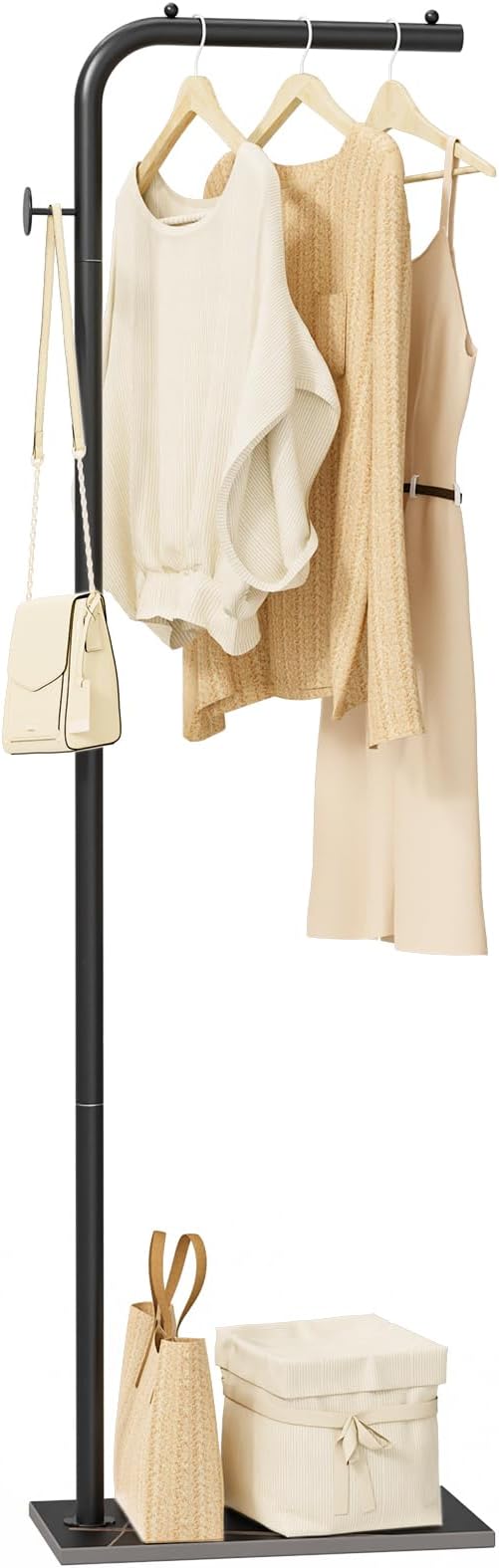 OUTBROS Freestanding Coat Rack, Garment Racks with Hook, 70.8“hign, Black | Portable Modern Hanger, Sturdy Metal Clothing Rack, Used in Bedroom, Entrance and Living Room