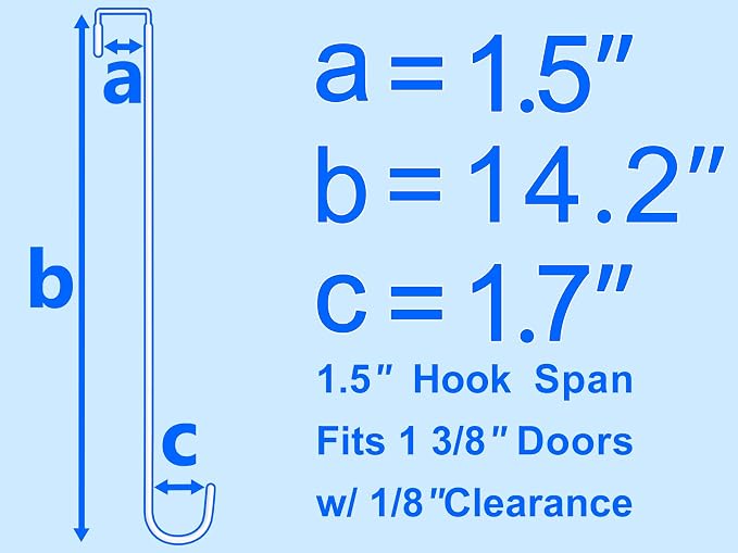 Single Extra Long Over Door Steel Hooks 4 Pack Fit 1-3/8" Door 14.2" White | Plastic Coated Rubber Feel Towel Rack Robe Coat Shoe Wreath Hanger No Damage No Scratch for Bathroom Heavy Duty Thin Top