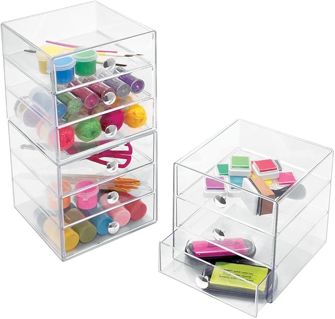 iDesign Stackable 3-Drawer Makeup Organizer, Clear | Bathroom Storage, Vanity Storage