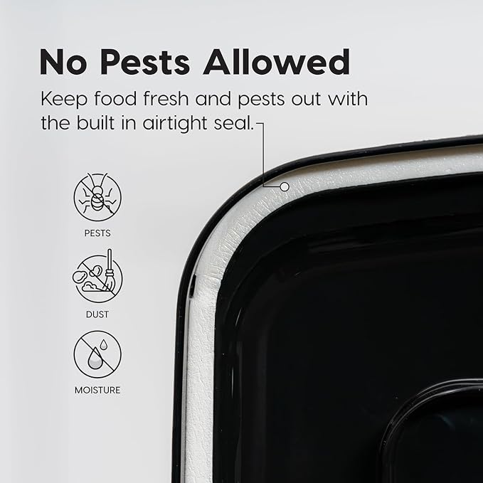 IRIS USA Dog Food Storage Container 58 Lb, Airtight Large Pet Food Storage Bin with Wheels, for Dog Cat Bird Chicken Food, Holds Up to 58 lbs, Keep Fresh, BPA Free, Made in USA, Black