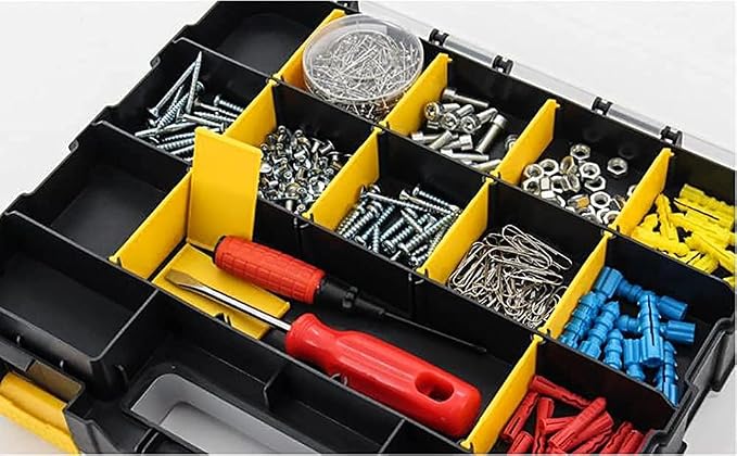 AIDY-PRO Tools Box Organizer Double Side 34 Compartments Hardware Organizers with Removable Plastic Dividers for Screws Nuts Nails