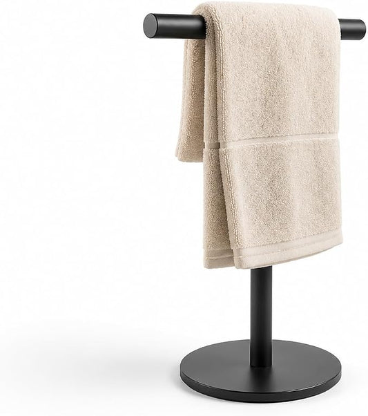 Bathroom Hand Towel Holder Stand，T-Shape Hand Towel Holder Stand SUS304 Stainless Steel Matte Black for Bathroom，Kitchen or Vanity Countertop